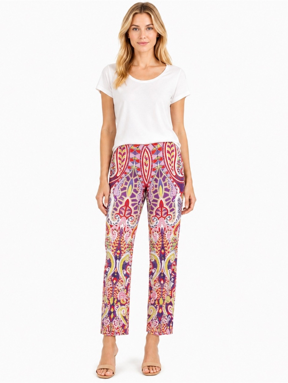 Lafayette 148 New York Paisley Print Ankle pants Mid Rise Straight Leg Size 8